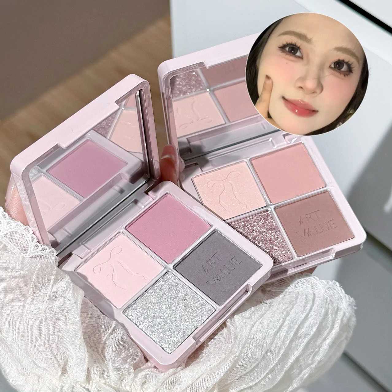 Art Value Butterfly Four-color Eyeshadow Palette Pearlescent Matte Brightening Fine Flash Contouring Blush Palette W250605