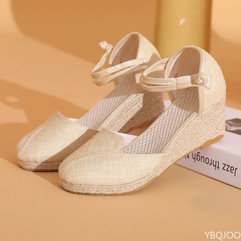 Women Fashion Platform Wedge Sandals Versatile Braided Buckle Breathable Elegant minimalist HighHeeled Shoes 250605