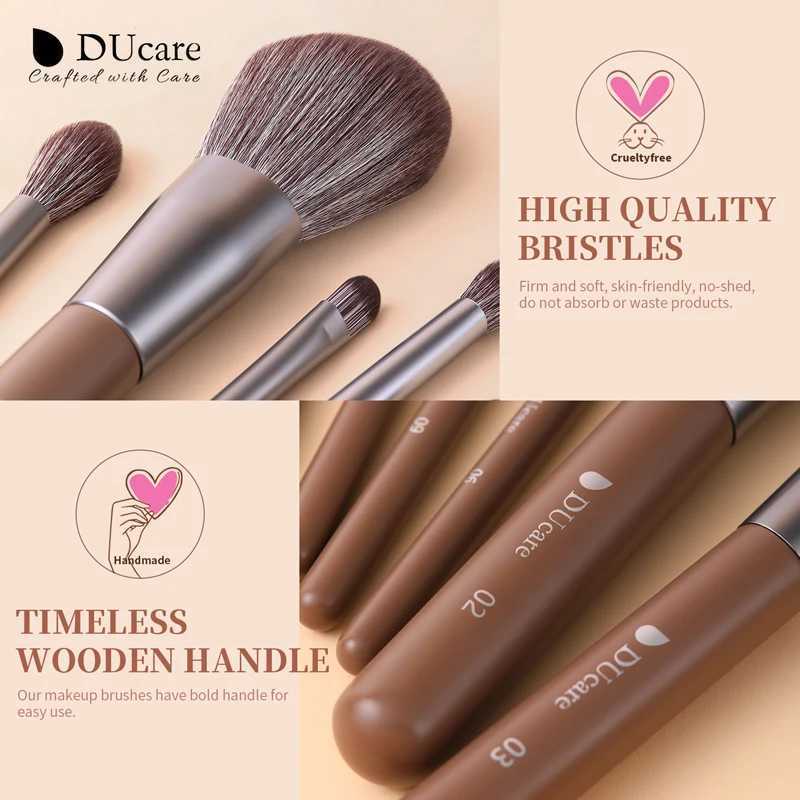 DUcare Makeup Brushes 22Pcs With Foldable BAG Nylon Hair Fan Powder EyeShadow Blending Eyeliner Eyebrow Cosmetic Makeup Brushes W250605