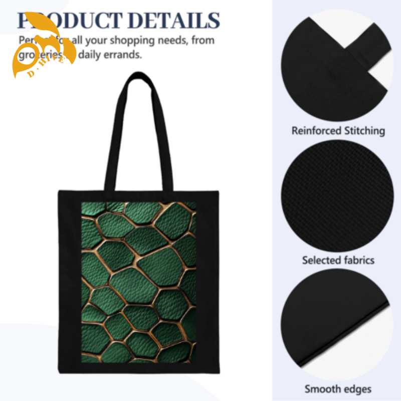 Free shipping TOP fashion designers customize lightweight high-quality black full-print canvas tote DIY bags