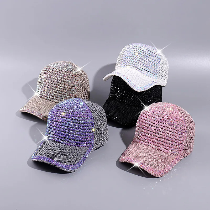 Mesh Rhinestone Baseball Cap for Women Men Outdoor Sports Breathable Sun Hat Travel Sunscreen ed Cap Wholesale 250603