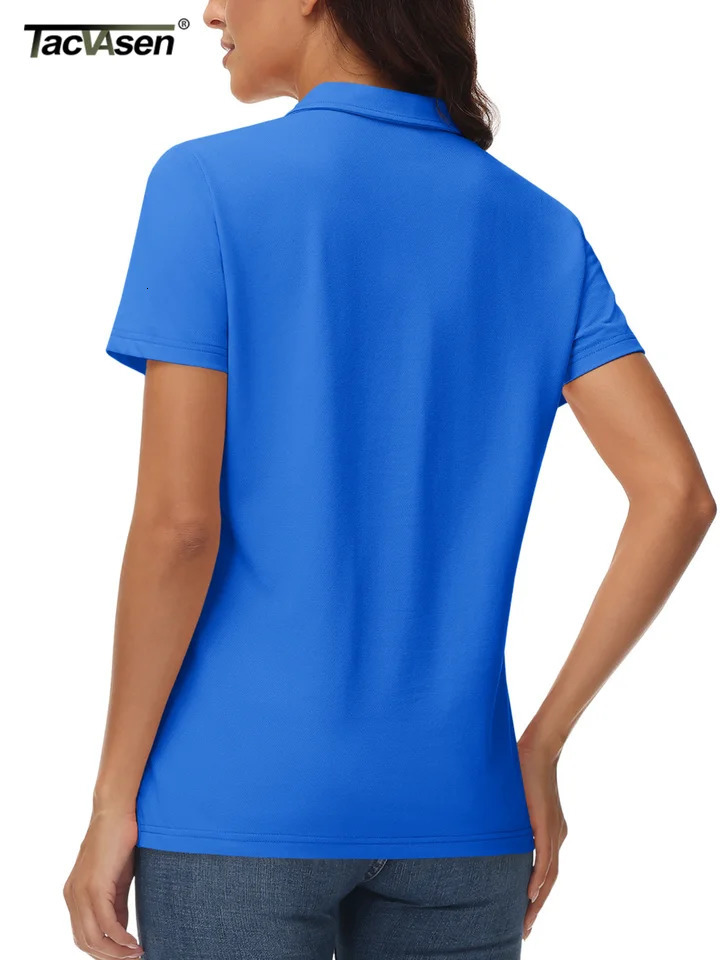 TACVASEN Summer Casual Polo TShirts Womens Cotton VNeck Short Sleeve Tops Ladies Fashion Lightweight Outdoor Sports Golf Polos 250604