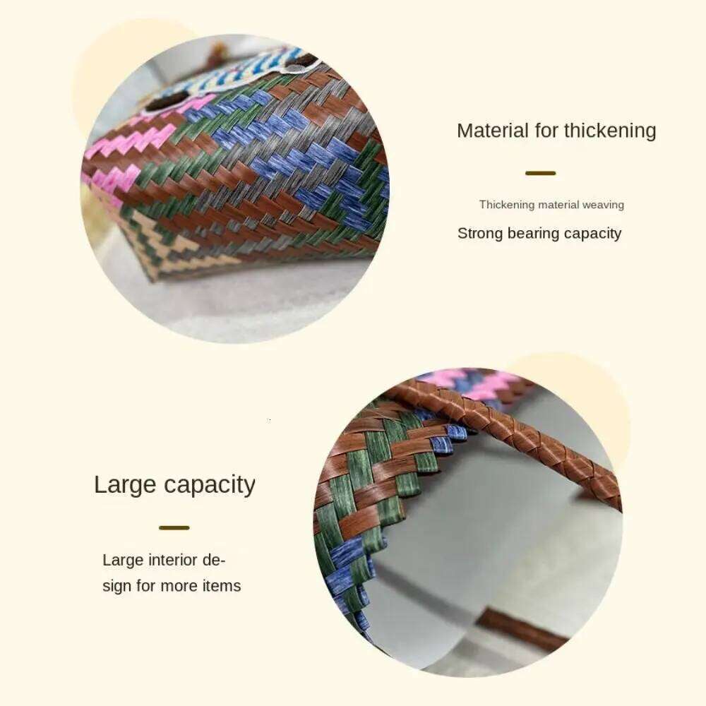 Women's Bags Designer Casual PP Handbags Stripe Woven Straw Bag Large Capacity Bamboo Handle Weaving Basket Female