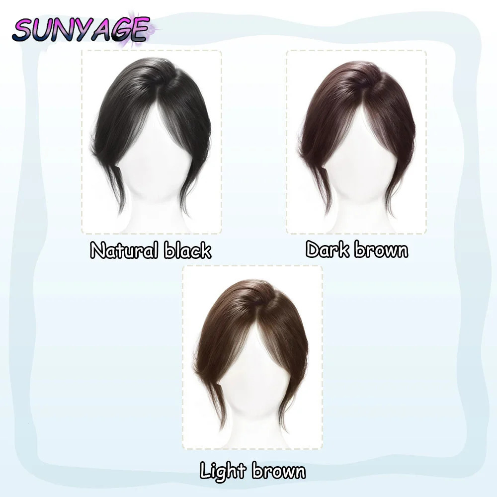 SUNYAGE Synthetic Eight-character Bangs For Women On Top Of Head To Cover White Hair And In Full Bangs 250529
