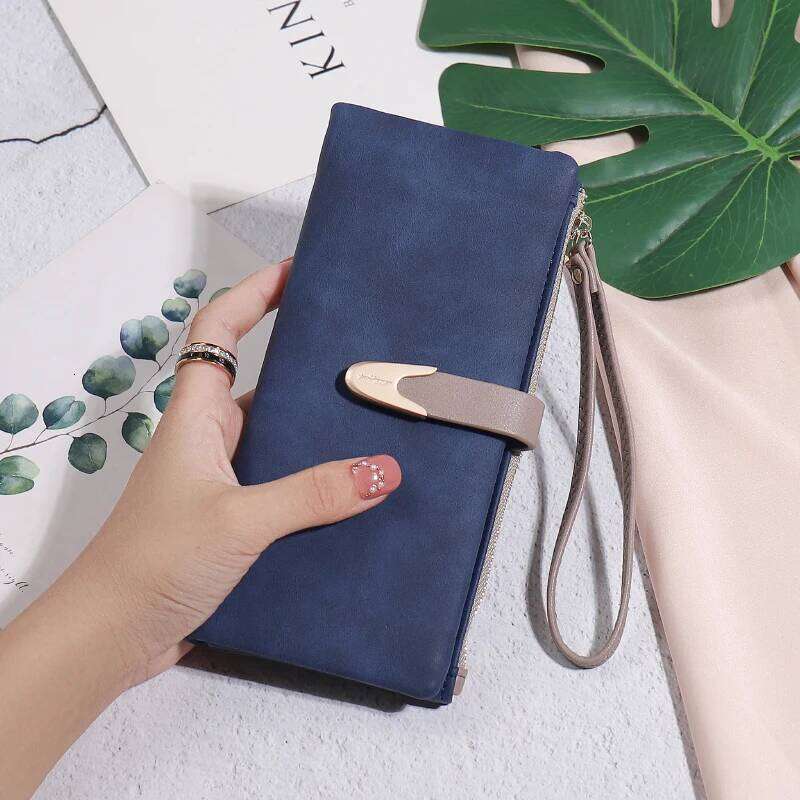New autumn winter long purse women Europe and the United States retro PU zipper buckle handbag simple fashion trend street p