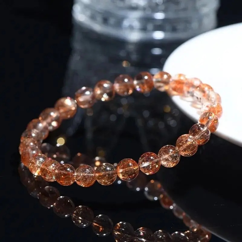 7A Grade Pure Natural Golden Sun Bracelet Single Circle Orange Arusha Crystal Round Beads Hand String Couple Lucky Nafu Jewelry 250604