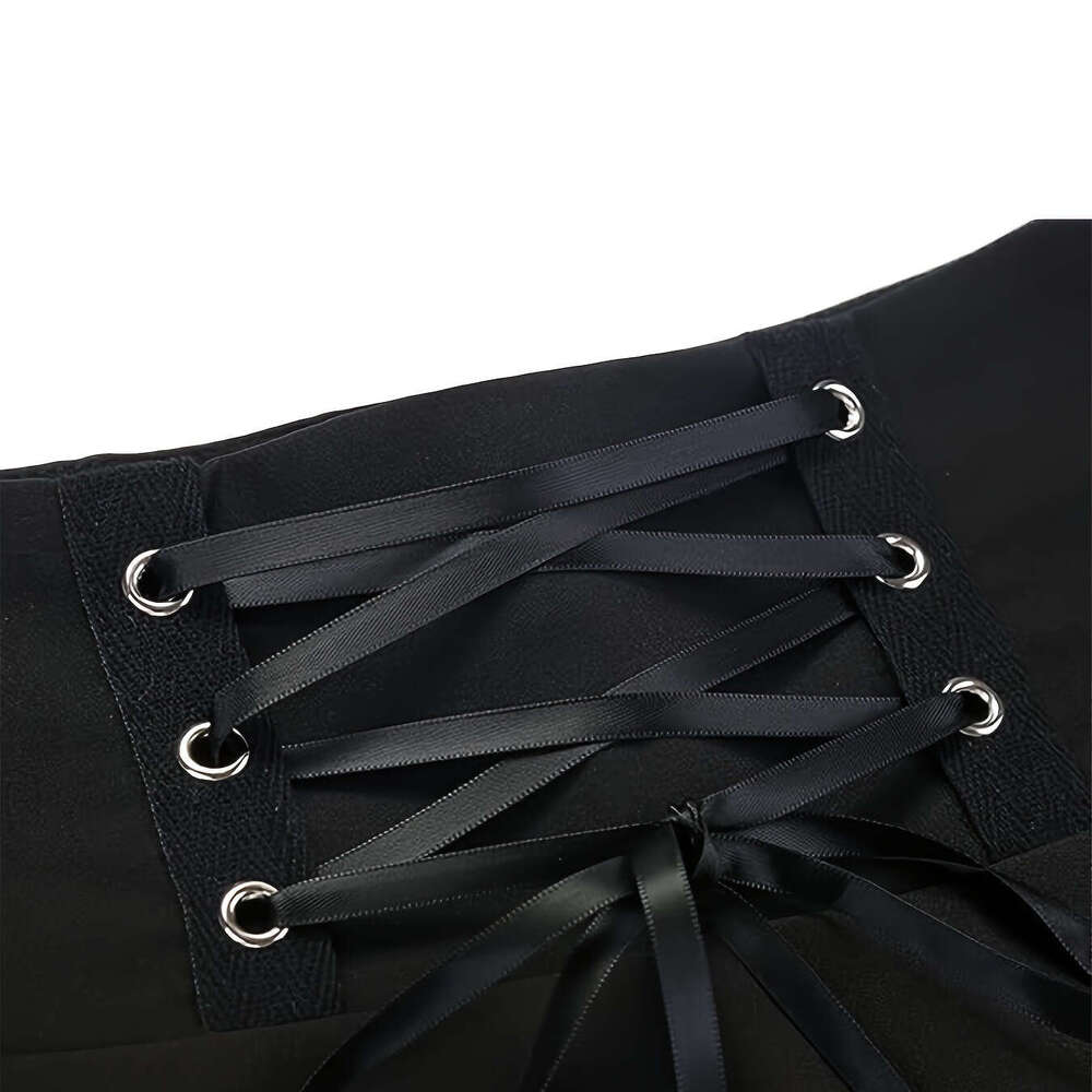 Short High Waist Gothic Lace Up Zipper Mini Women's Half Skirt B5