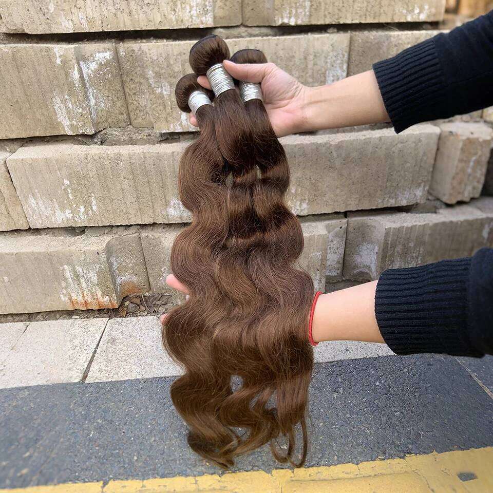 Body Wave Bundles With #4 Chocolate Brown 4x4 HD Closure Brazilian Unprocessed Human Hair Weaving Extensions