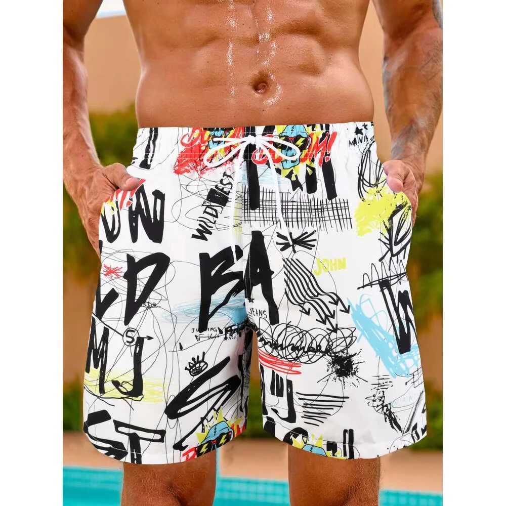 Mens Beach Shorts with Mesh Lining Swimsuit 3D Plant Beach Shorts Mens Swimming Shorts 2024 Quick Drying Cool Ice ShortsXJ250605