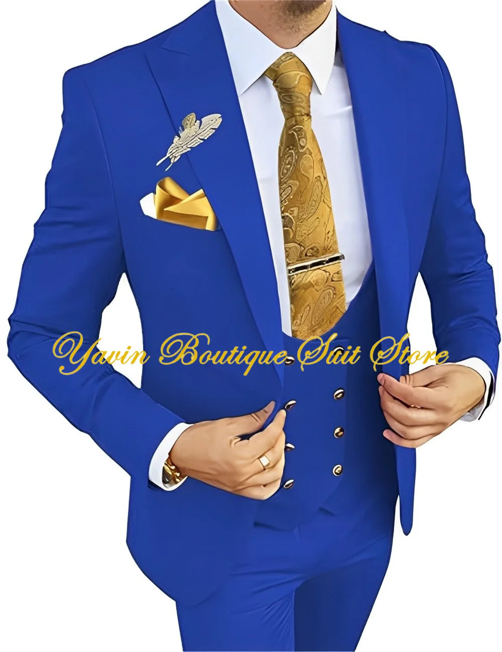 Wedding Mens 3-piece Suit Set Slim Fit Jacket Pants Vest Groom Tuxedo Formal Blazer Elegant Suit for Men 250530