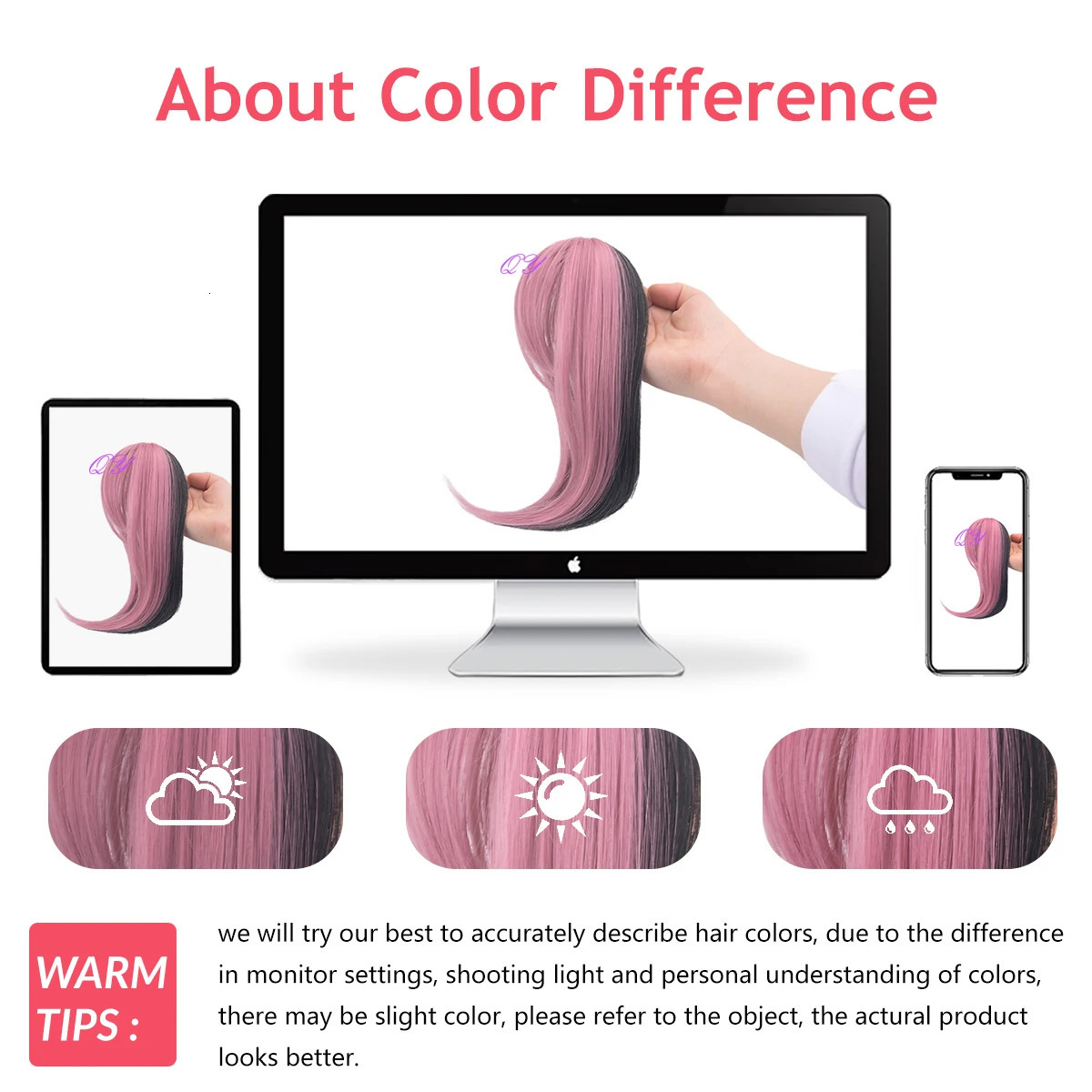 Synthetic Clip In Bangs Extensions Pink Easy To Wear For Women Daily Or Party Use Fringe Bangs Hairpieces 250529