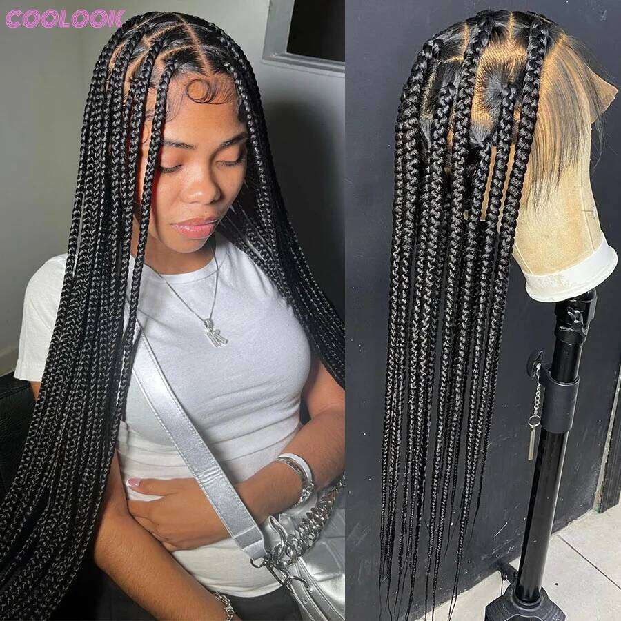 Tribal Synthetic Cornrow Braided Wigs Full Lace 36Inches Knotless Jumbo Box Wig Blonde Colored Braids For Black Women