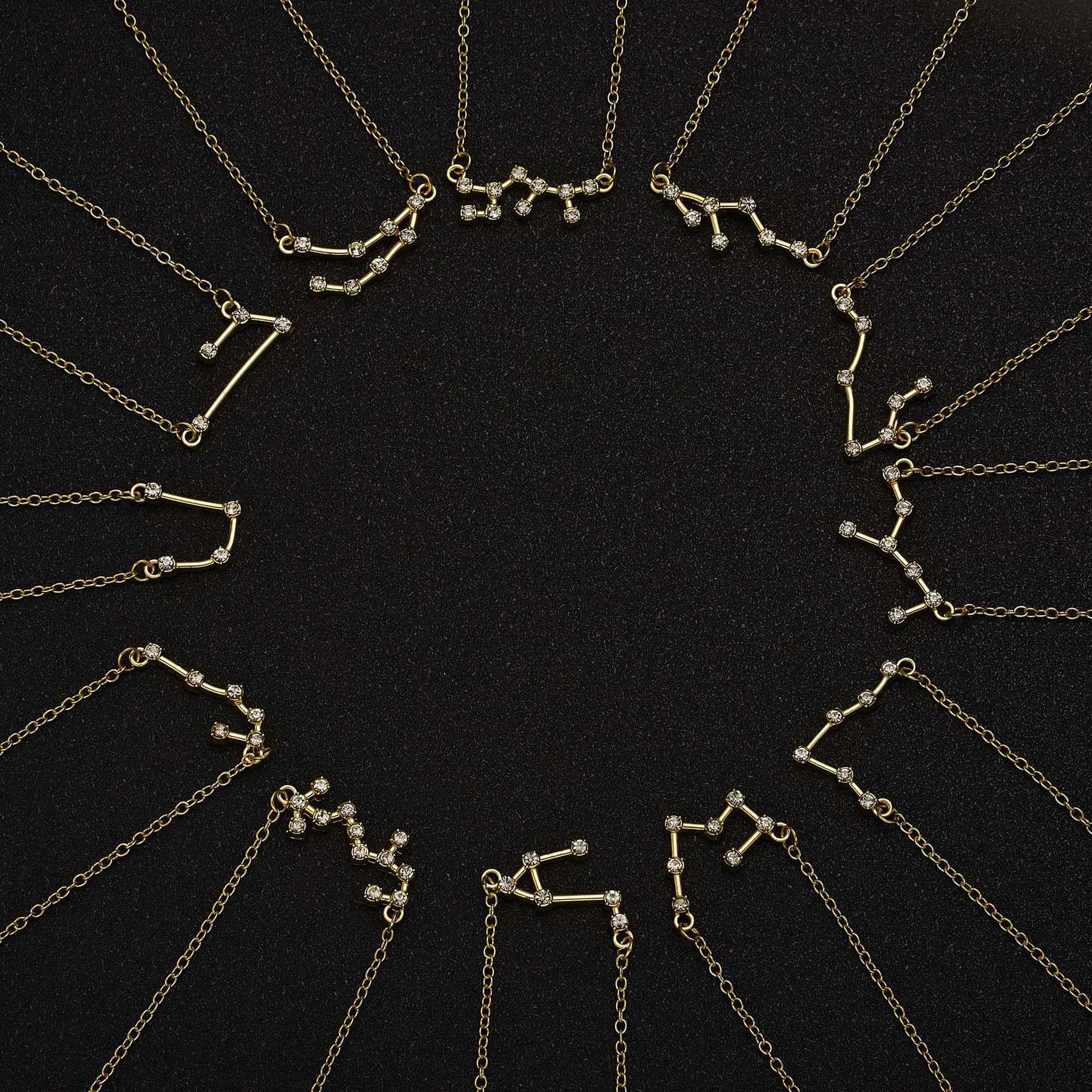 3Pcs/set 12 Zodiac Sign Necklace For Women 12 Constellation Pendant Chain Choker Birthday Jewelry With Cardboard Card XJ250604