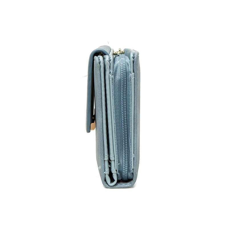 Purse female niche design retro simple long mobile phone bag frosted leaf women's purse new trend all-matching wallet women
