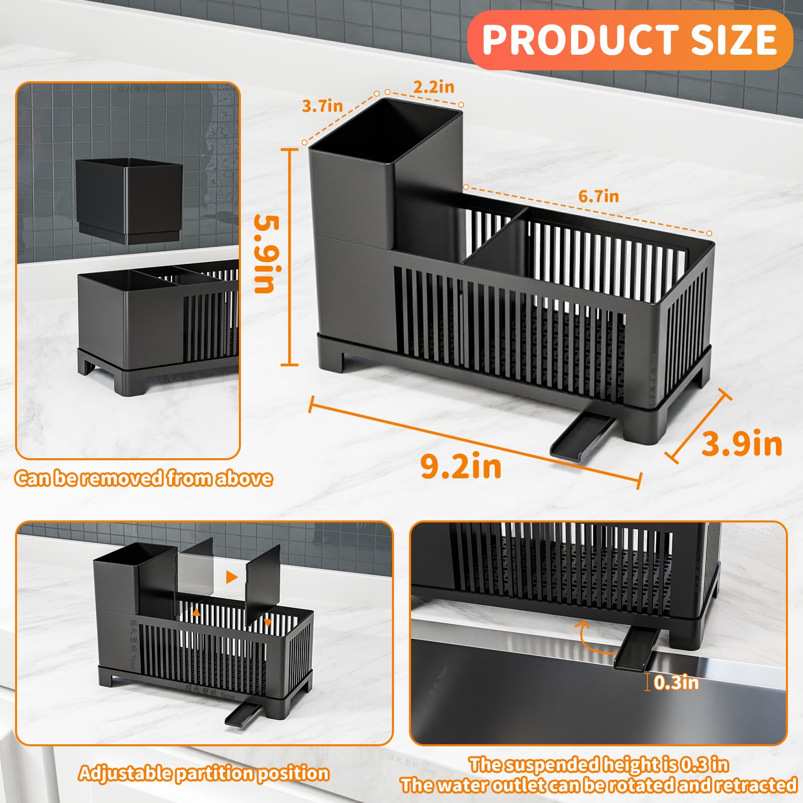 1 set of kitchen sink drainage rack with tube, multifunctional soap sponge rack with water guide pipe, suitable for sponges, detergents, cloths and br