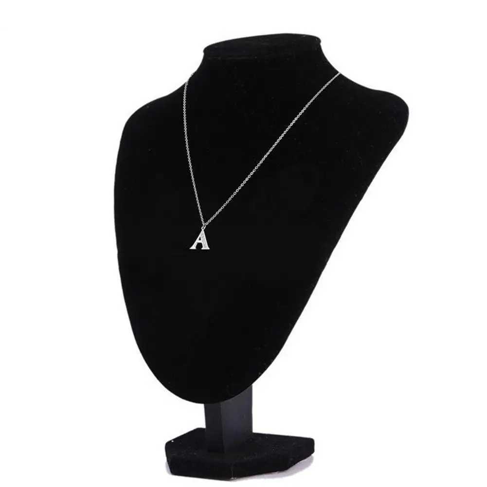 Men Women Initial Necklace 26 Letters Rhinestones Unisex Neck Chain Exquisite Electroplated Shiny Necklace Jewelry Accessories XJ250604