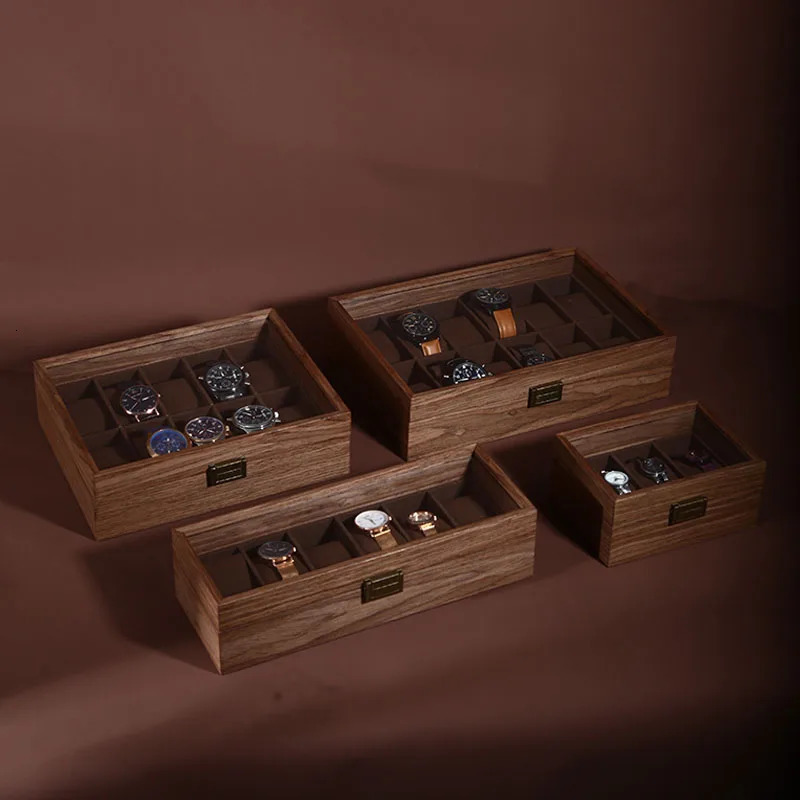 Walnut wood more than receive a case wrist watches collection box display transparent display boxes watches boxes 250604
