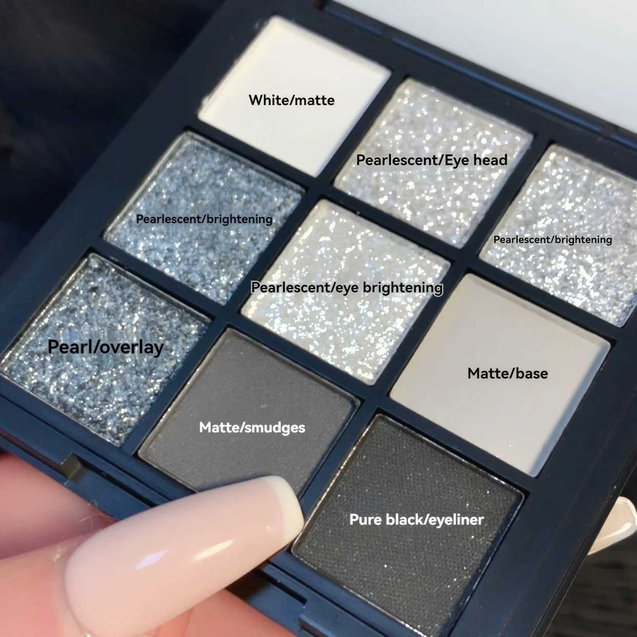 9 Colors Punk Smokey Matte Glitter Eyeshadow Palette Shimmer Eye Shadow Makeup Palette Cool Toned Gray Black Eye Pigment Palette W250605