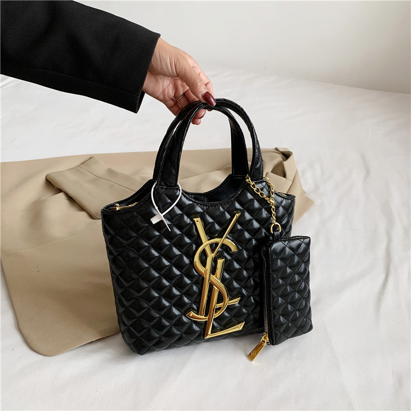 Women's 2025 Tote Bag - Large Capacity Stylish Shoulder and Crossbody Bag Fashionable Rhombus Design for Spring and Summer Commuting