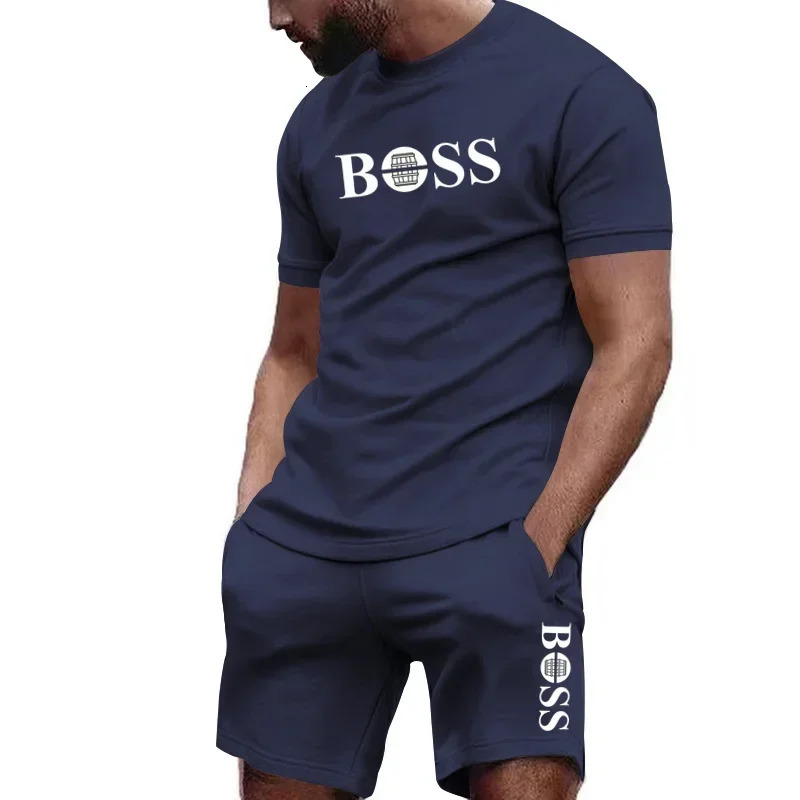 Mens two-piece sportswear short sleeved T-shirt and pants running and fitness sportswear big discount summer 250605