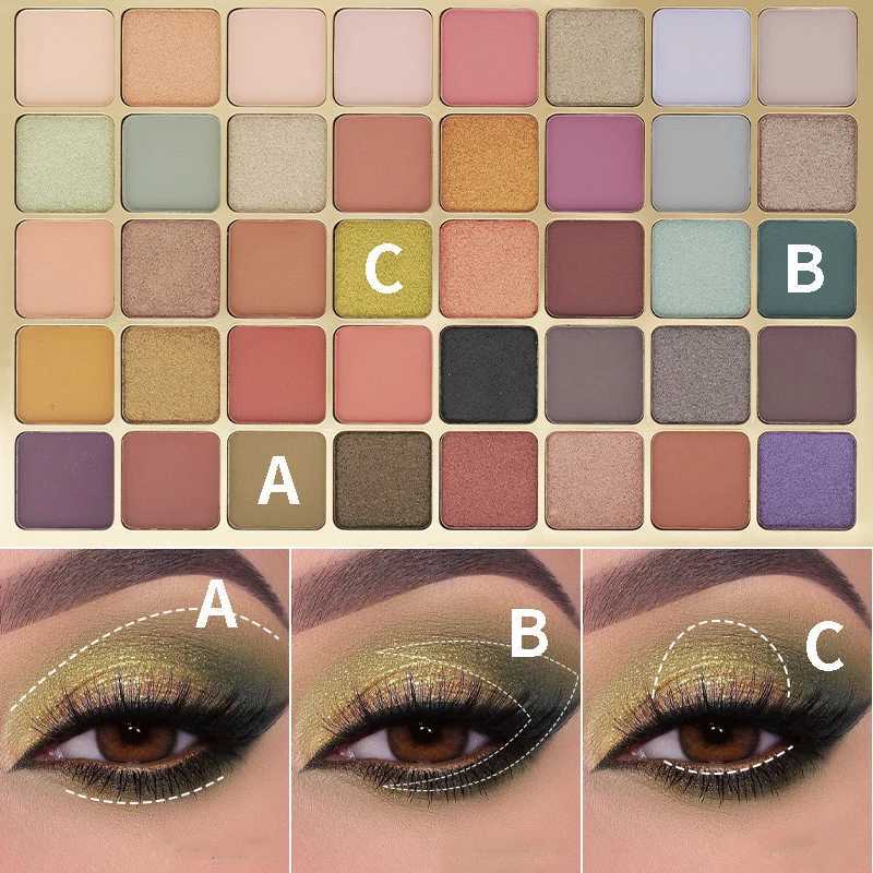 40 Color Eyeshadow Palette - Matte Shimmer Glitter Nude Highlighter Long Lasting 24H Waterproof Smudge-Proof Makeup Kit W250605