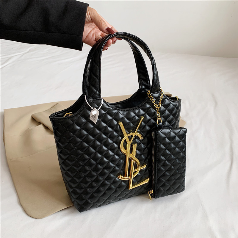 Women's 2025 Tote Bag - Large Capacity Stylish Shoulder and Crossbody Bag Fashionable Rhombus Design for Spring and Summer Commuting