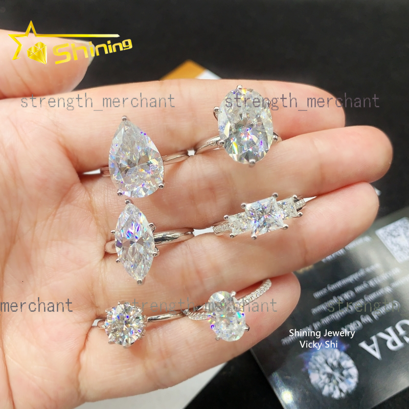 Fashion Jewelry New Style Moissanite Rings 925 Sterling Silver Woman Fancy Cut Iced Out Moissanite Engagement Wedding Rings