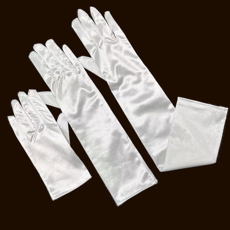 Womens White Satin Wedding Bride Gloves 23 cm 38 cm 55 cn Ball Gloves Elegant ed for Formal Occasions 250530