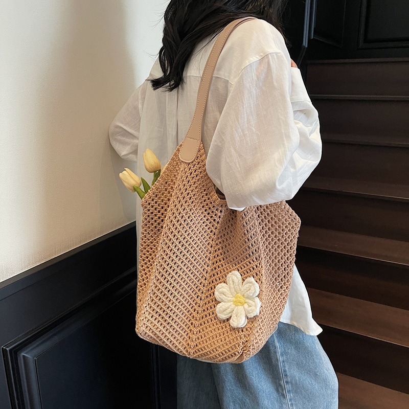 designer Forest Style Artistic Beach Vacation Travel Bag 2025 New Handwoven Large Capacity Shoulder Tote Bag