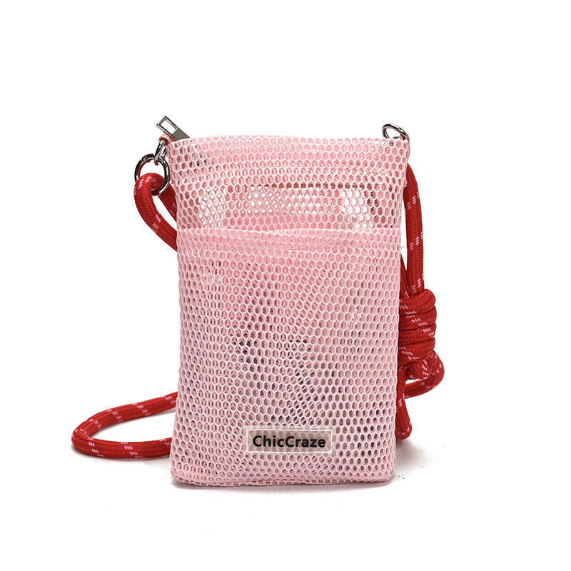 Sweet Fresh Style Phone for Women 2025 Summer New Hollow Out Shoulder Crossbody Mesh Portable Storage Bag