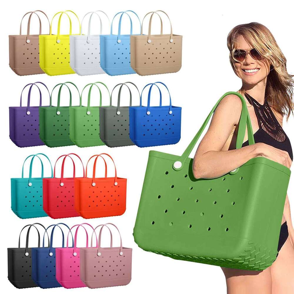 Trendy Beach Large Handbag Storage Causal Simple Solid Waterproof EVA Hole Tote Bag Outdoor Portable Travel Bags