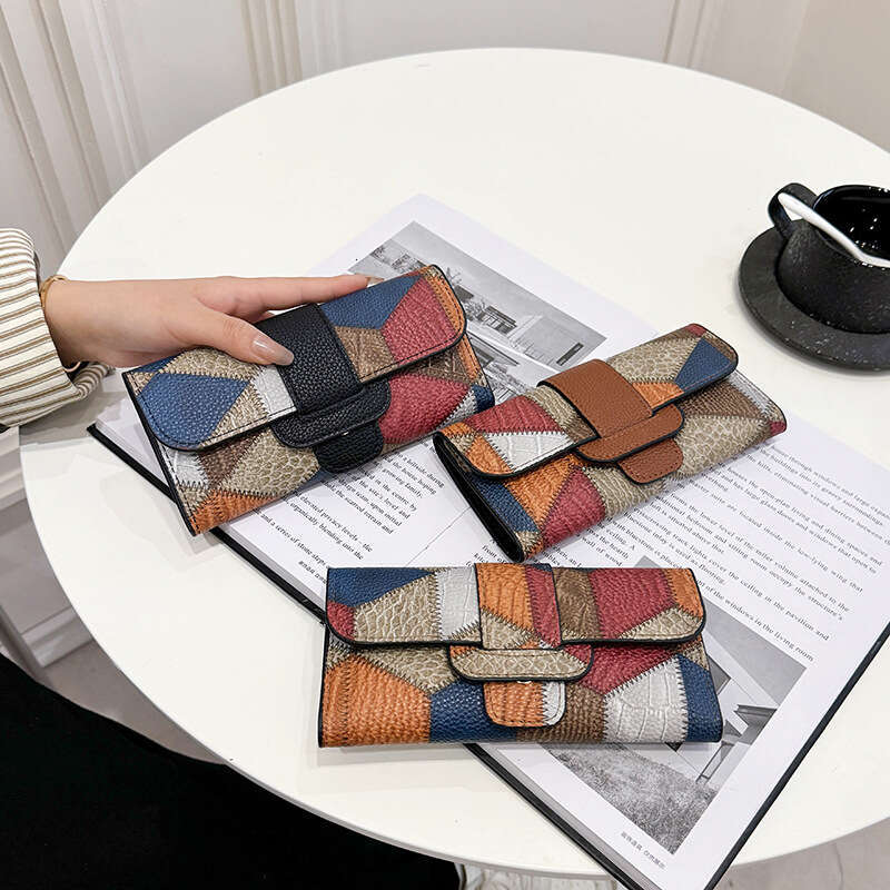 New Trendy Women's Long Wallet Patchwork Classic Fashion Money Clip Multi-Card Slot Card Holder