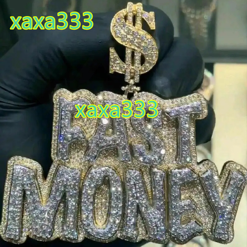 Men's custom 925 silver letter pendant hip hop jewelry moissanite diamond initial pendant