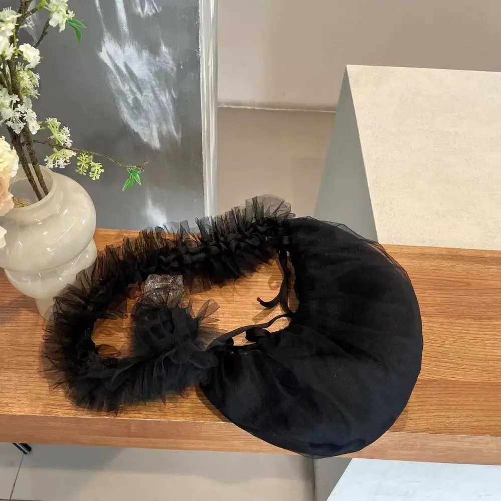 Drawstring Design Mesh Tote Bag Sweet Polyester Solid Color Lace Shoulder Bag Dumpling Shape Pleated Underarm Pouch Shopping XJ250605