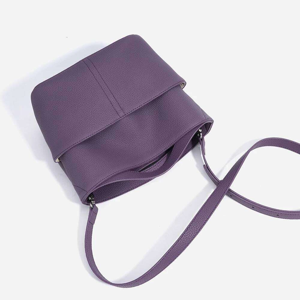 Genuine Leather Female Bucket Bag Personalize Name Cylinder Women Top Handle Handbag Cowhide Drawstring Shoulder Satchel 2025/06/05