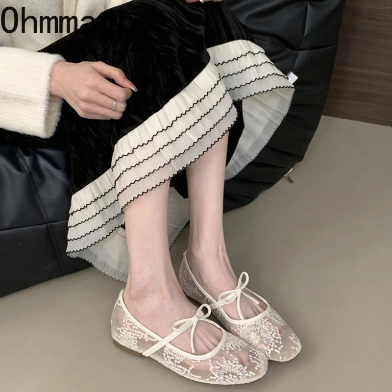 2025 Spring Lace Women Mary Jane Shoes Fashion Slip On Comfort Street Style Soft Sole Female Dress Flats Shoes 250603