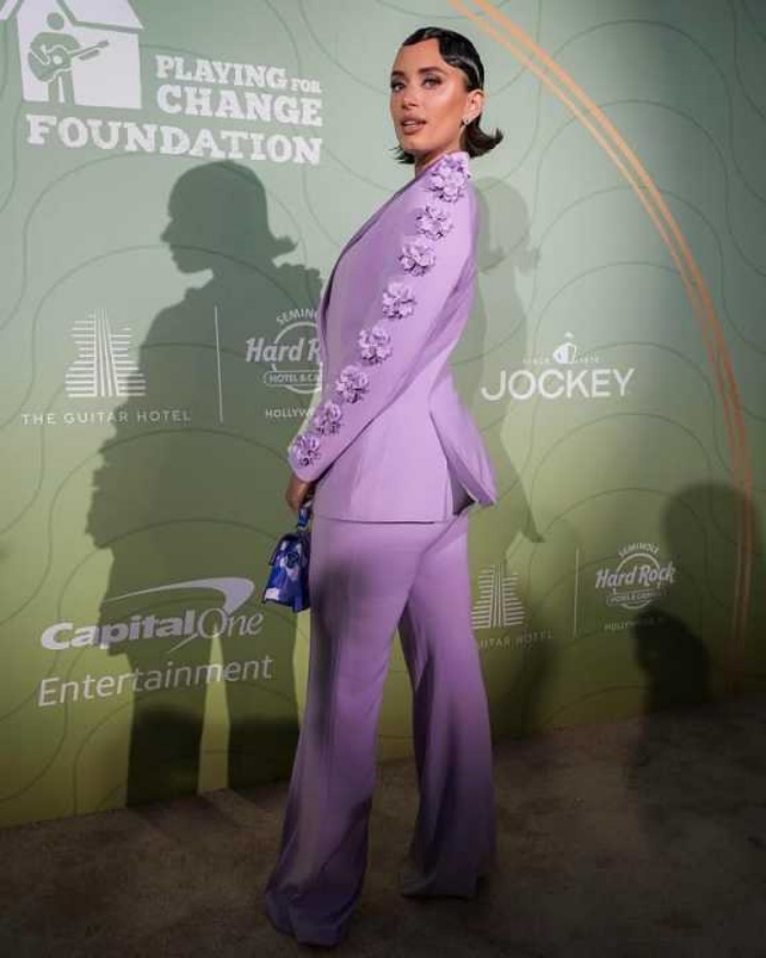 3D Flowers Purple Women Blazer Sets 2 Pieces Ladies Formal Wear Prom Birthday Party Customized Long Jacket Outfits