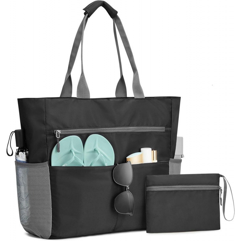 Beach Tote Waterproof Sandproof Foldable Large Capacity Portable Handheld Storage Bag