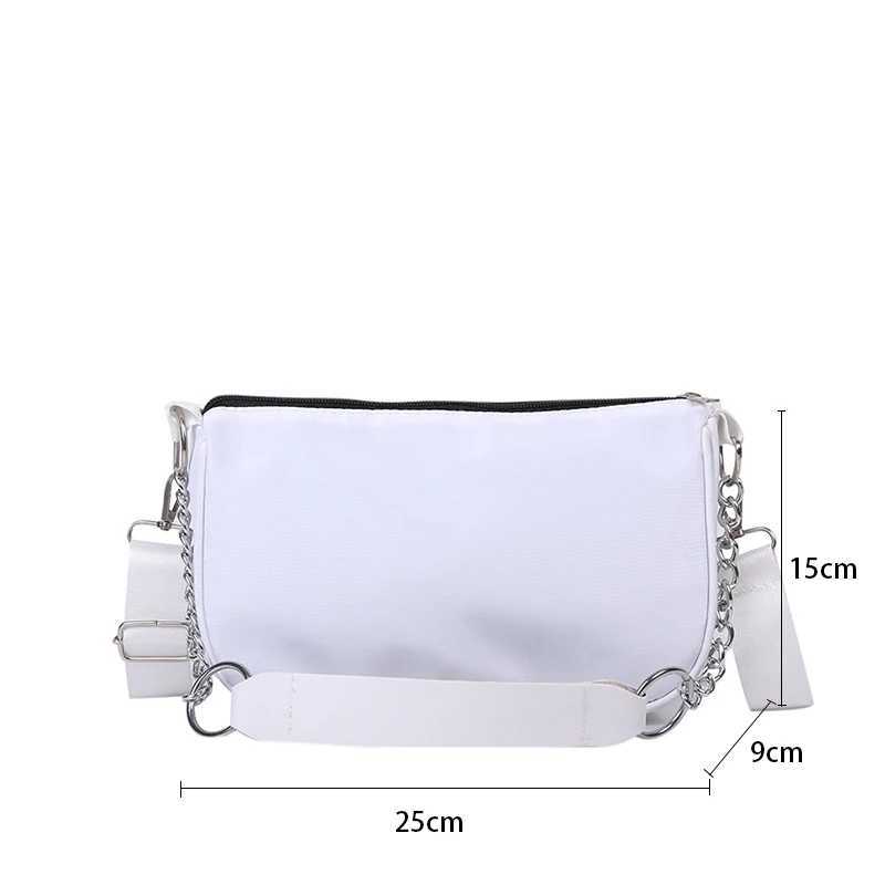 Casual Ladies Crossbody Bags Nylon Chain Bag Women Vintage Black Shoulder Bags Girls Street Armpit Bag Solid Color Handbags XJ250605