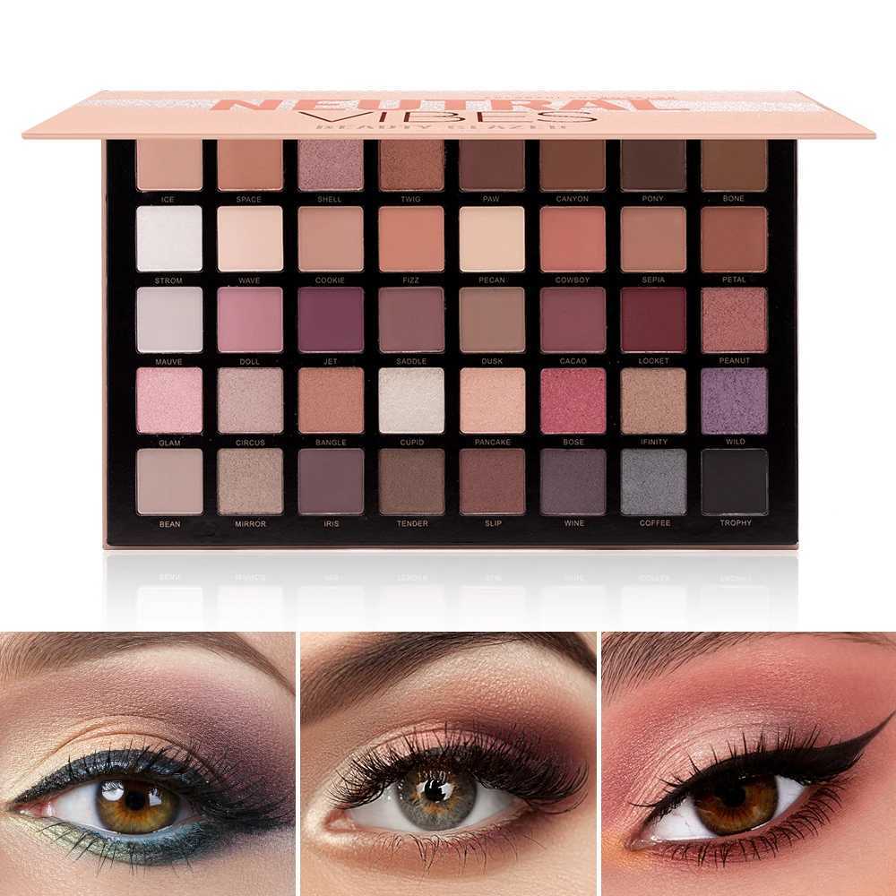 BEAUTY GLAZED NEUTRAL VIBES Matte 40 Colors Highlight Shimmer Eye Shadow Cosmetics Palette Glitter Eyeshadow Palette W250605