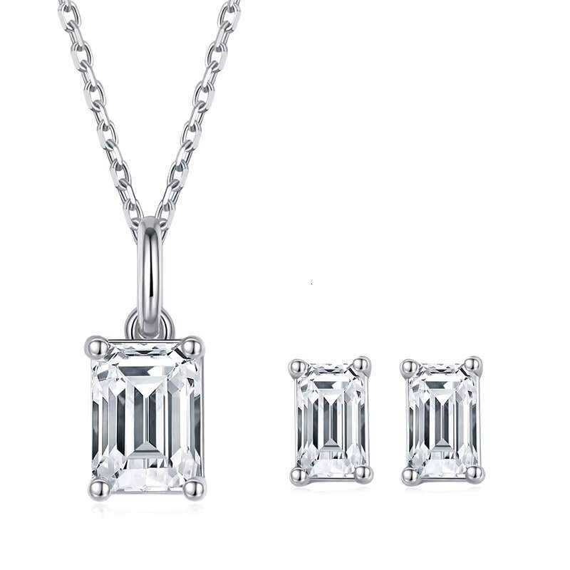 Classic Emerald Cut Charm Sterling Silver Moissanite Jewelry Pendant S925 Silver Necklaces