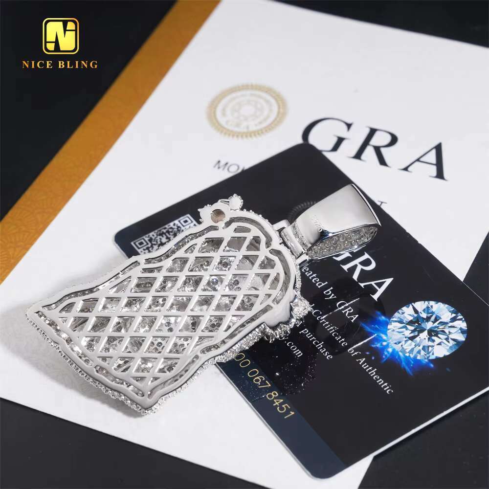 Iced Out 3D Fine Custom Hip Hop Men Jewelry Pendant Pear Cut VVS Moissanite Full Diamond Silver Plated 925 Silver Jesus Pendant