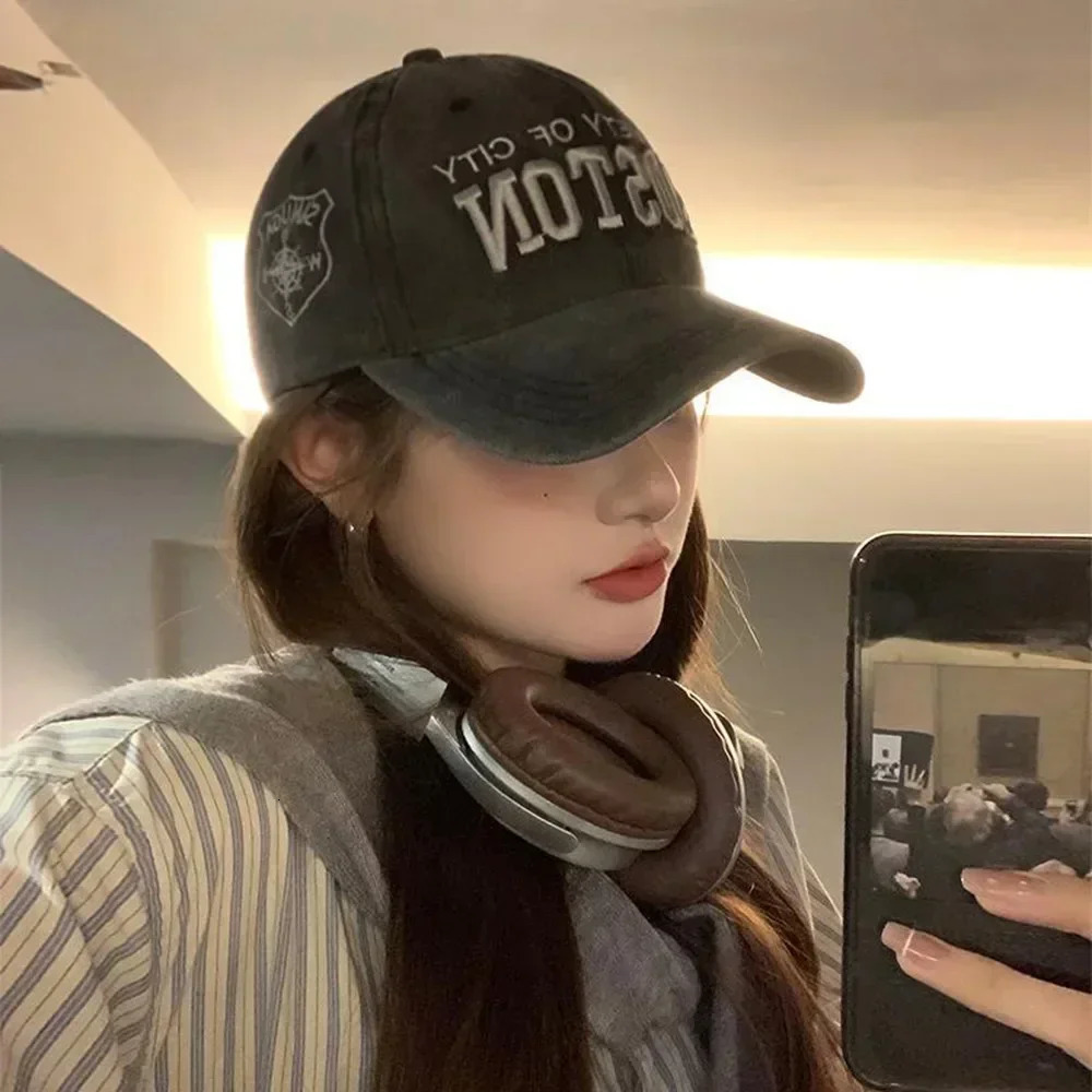 Korean Style Retro Baseball Cap Letter Embroidered Soft Top Versatile Casual Sun Protection ed Cap 250603