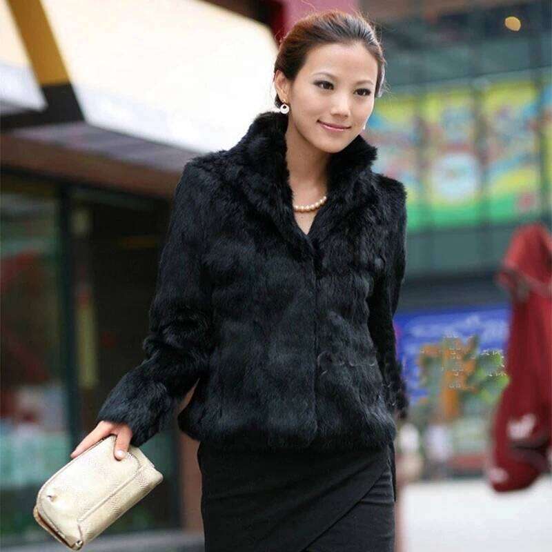 2025 New Genuine Coat Women Full Pelt Real Rabbit Jacket Winter Fur Overcoat Customized Big Size Mandarin Collar
