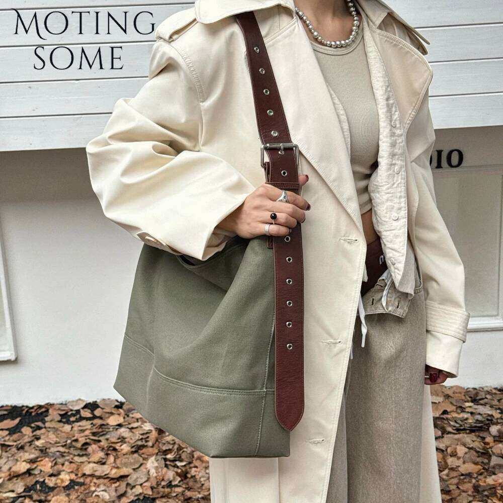 Motingsome Spring Series High Quality Canvas Tote Bag Retro Design Shoulder Handbag Large Capacity Casual Daily Bucket New
