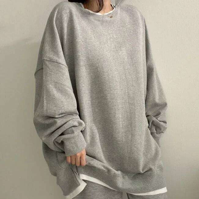 Loose Long Sleeve Hoodie Spring Autumn New Style Large Size Casual Fashion Split Design Top Women's Clothing