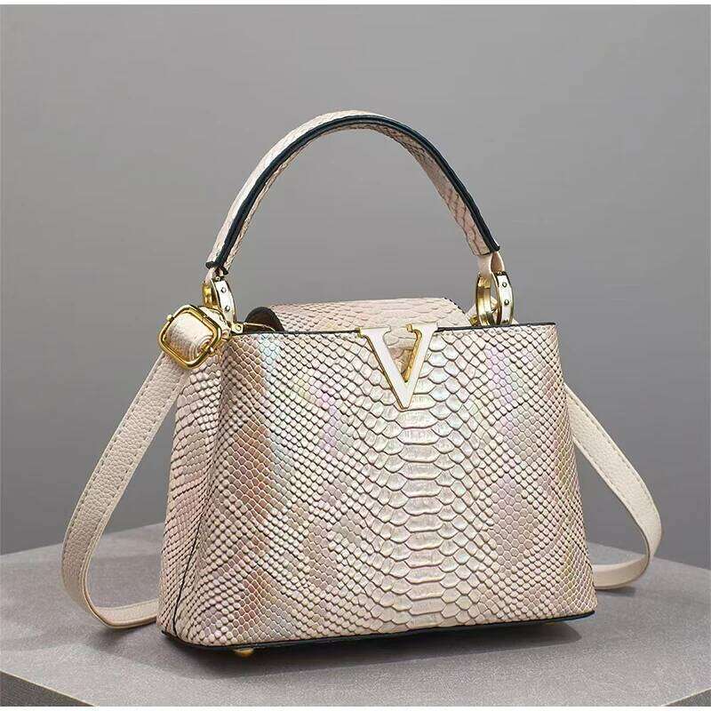 Women's Bags Designer Women's Snake Print V Letter Handbag Designer Exquisite Colorful Crossbody High Quality Ladies Leather Shoulder Bag