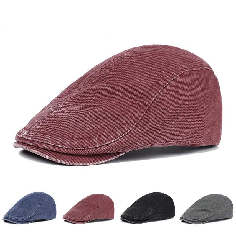 Autumn Winter Vintage Men Beret sboy Hats Classic denim Caps Cotton Beret Hat Golf Driving Sun Flat Men Berets Cap 250604