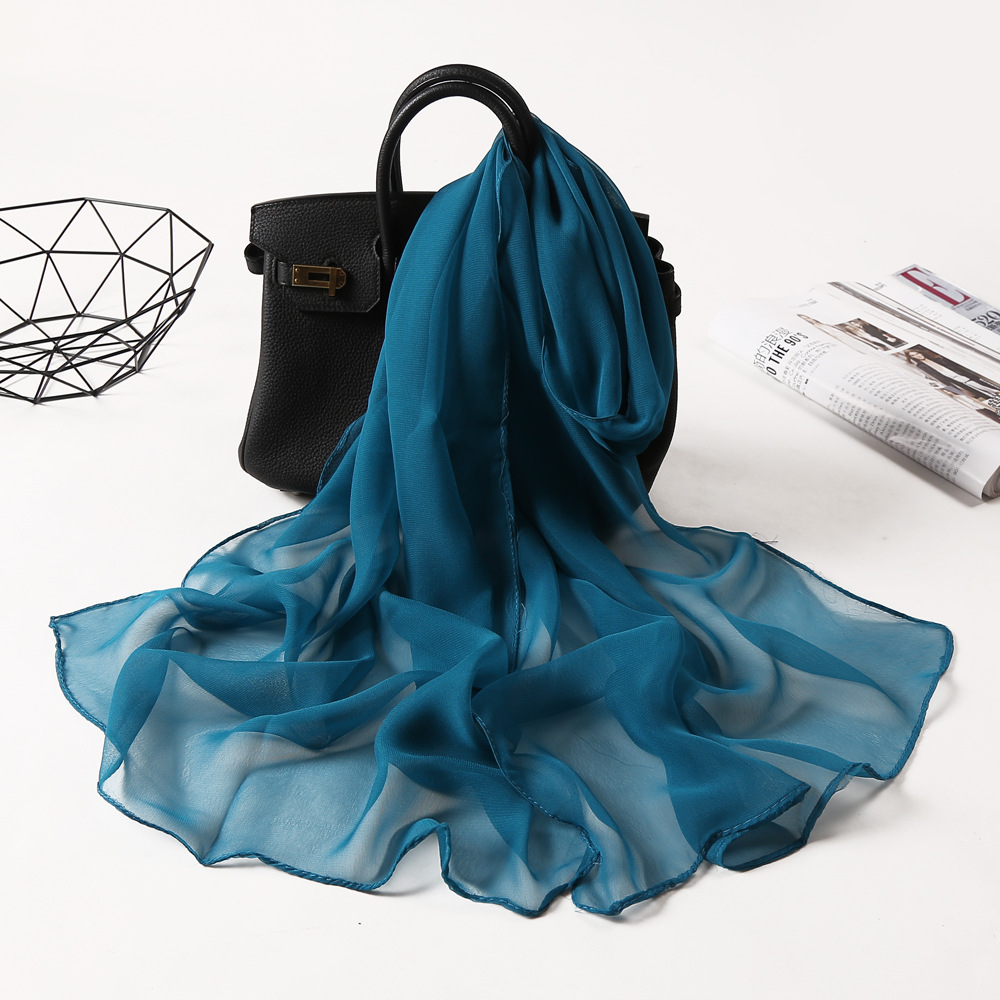 K928 New summer pure color dance silk scarf sunscreen scarf good drape ladies georgette long silk scarf wholesale red scarf