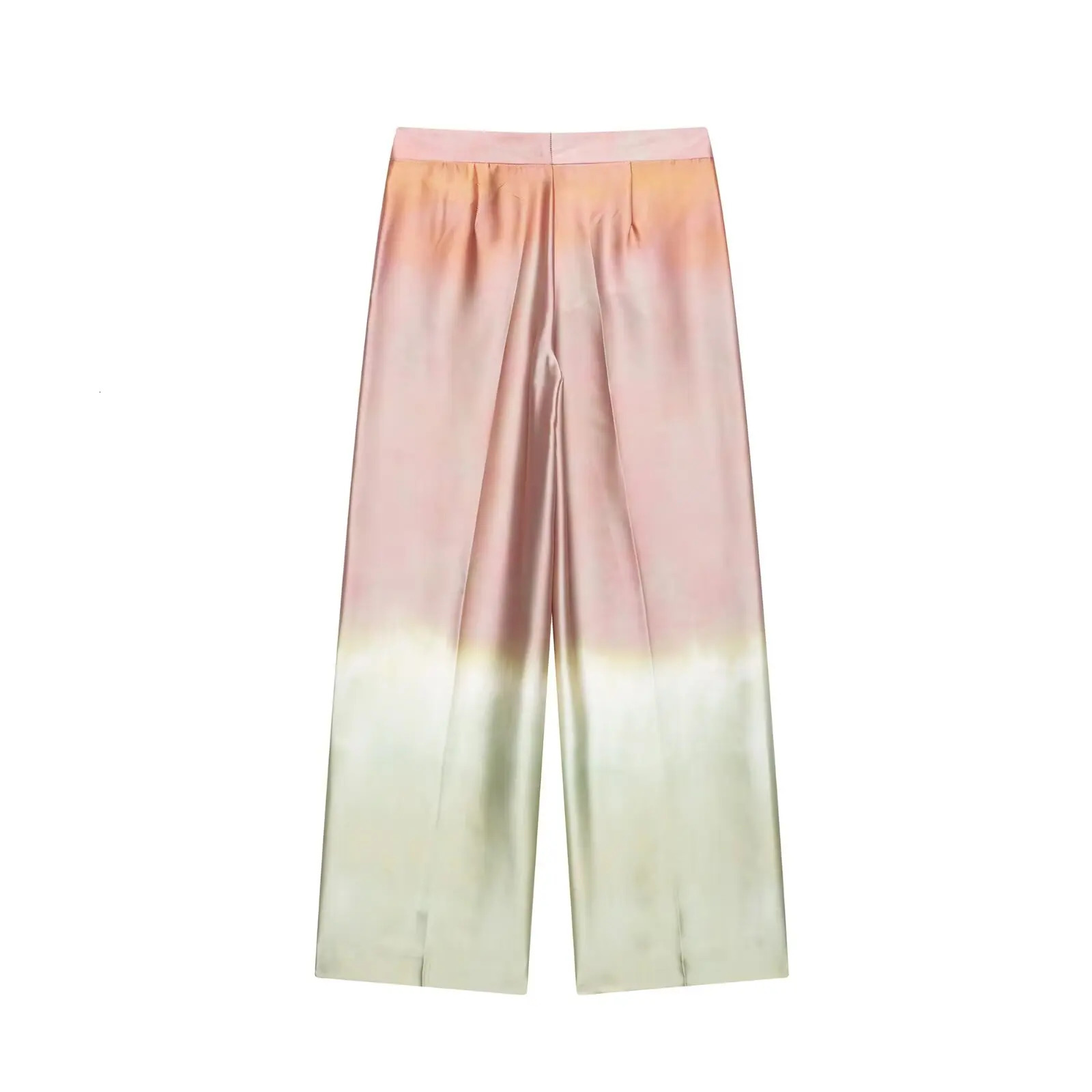 ZEVITY Women Vintage Tie Dye Print Soft Touch Casual Straight Pants Female Summer Zipper Fly Long Trousers Mujer P9223 250604